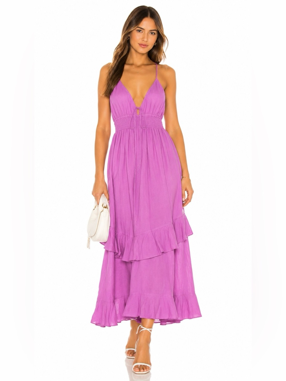 Abercrombie & Fitch Lavender Tiered Maxi Dress cotton nwt